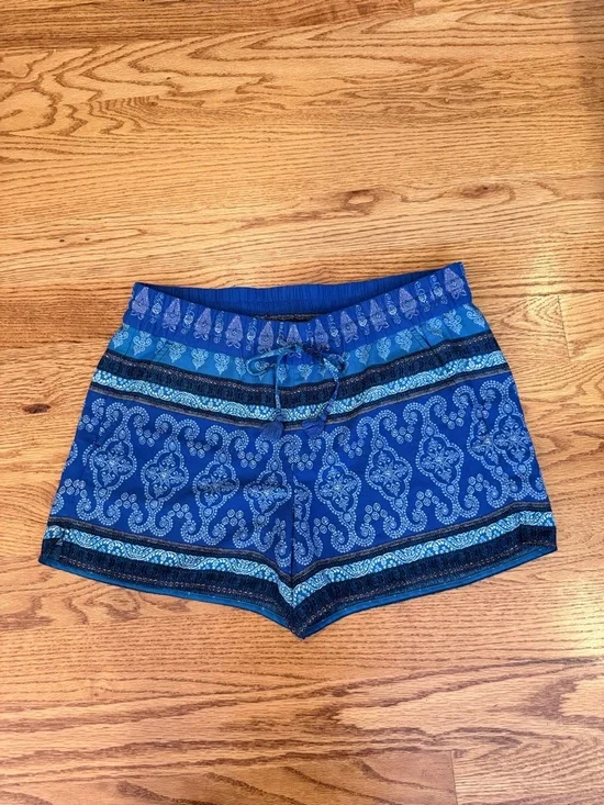 LOFT Blue Paisley-Print Flowy Shorts - Picture 1 of 6